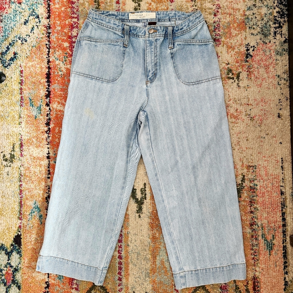 Sonoma Jeans Light Wash Wide Leg Cropped Pant- Size 10